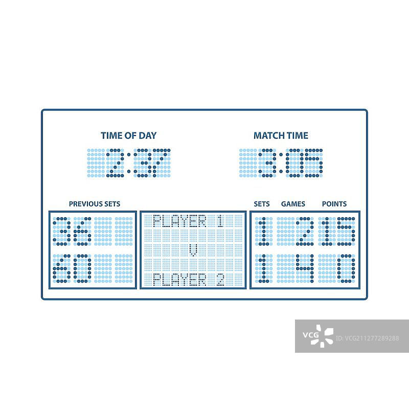 网球记分牌图标，带蓝色填充设计的细线矢量图图片素材