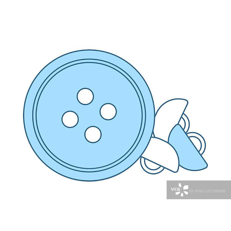 缝纫纽扣图标，蓝色填充细线设计，矢量图图片素材