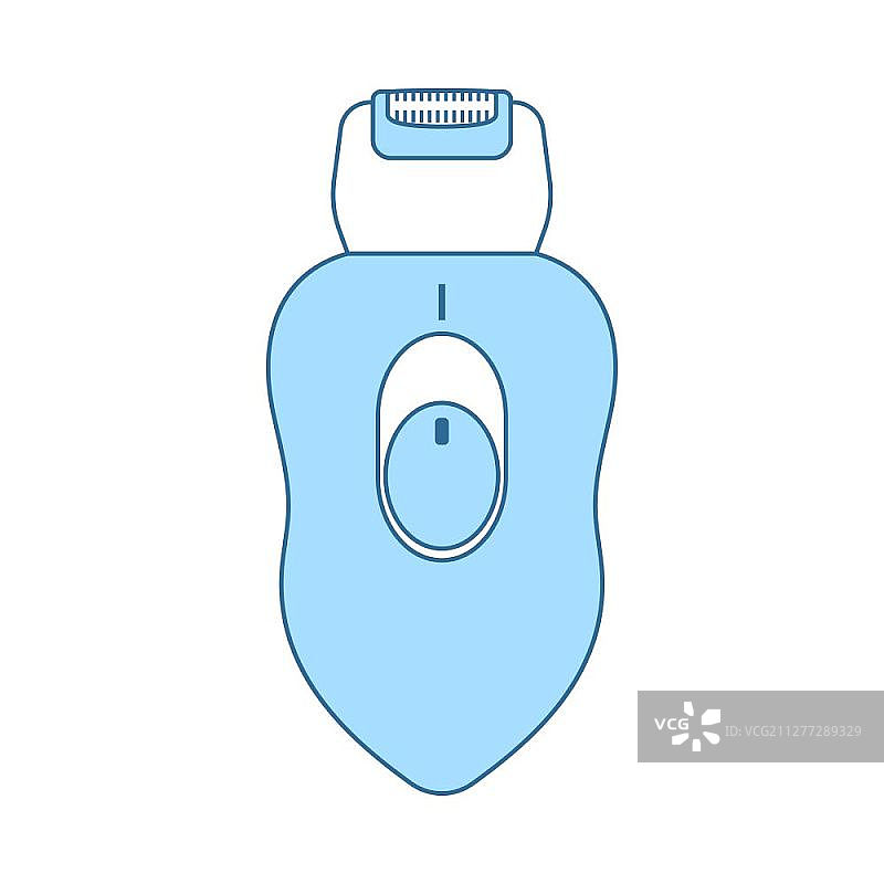 脱毛器图标。带蓝色填充设计的细线。矢量图。图片素材