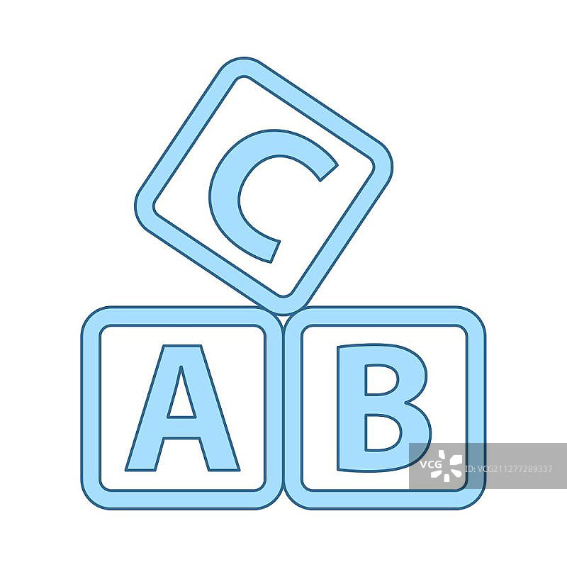 积木盒图标。带有蓝色填充设计的细线。矢量图。图片素材