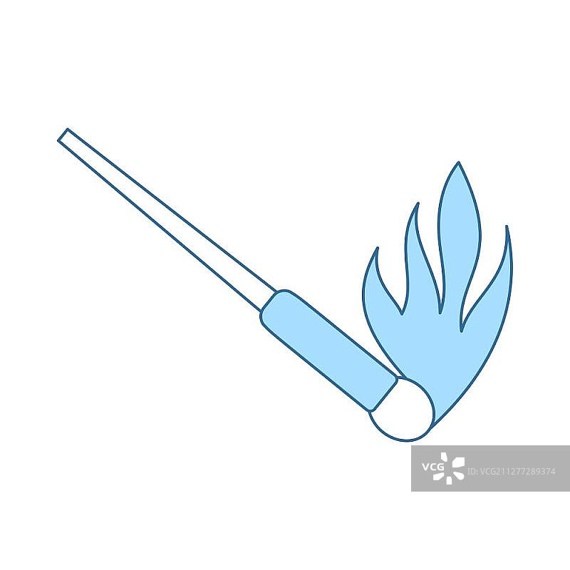 燃烧的火柴棍图标。带有蓝色填充设计的细线。矢量插图图片素材