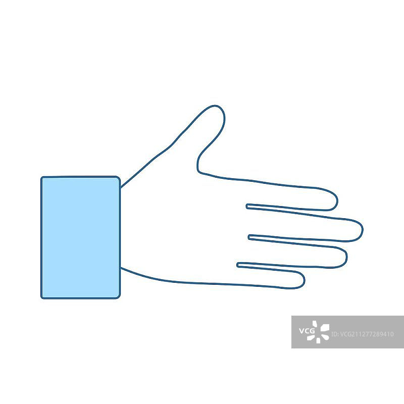 打开的母鸡图标。带有蓝色填充设计的细线。矢量图。图片素材