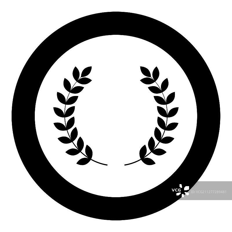 黑色圆形桂冠矢量图图片素材