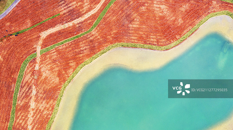 红土地和湖图片素材
