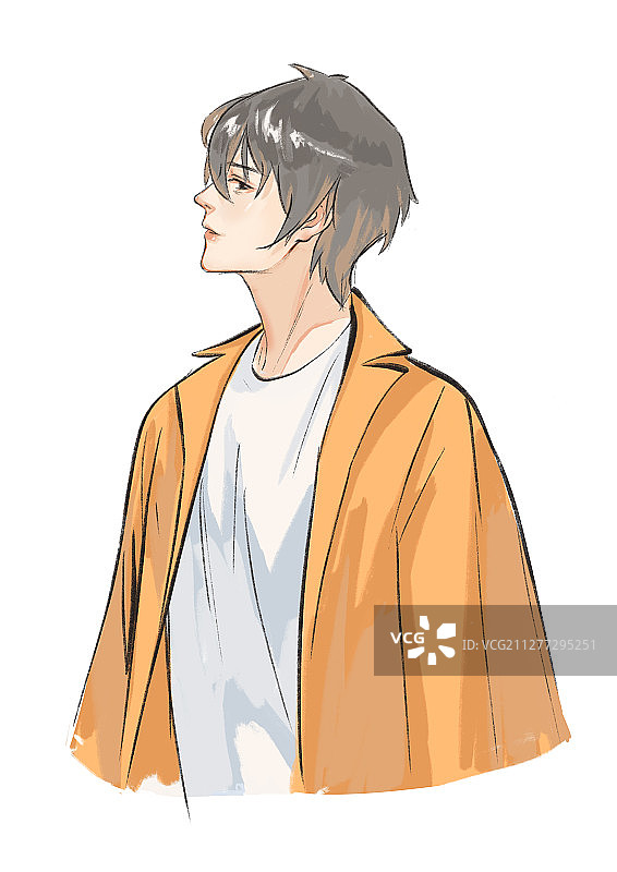 二次元男性半身像图片素材