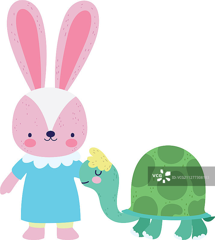 可爱的小兔子和乌龟图片素材