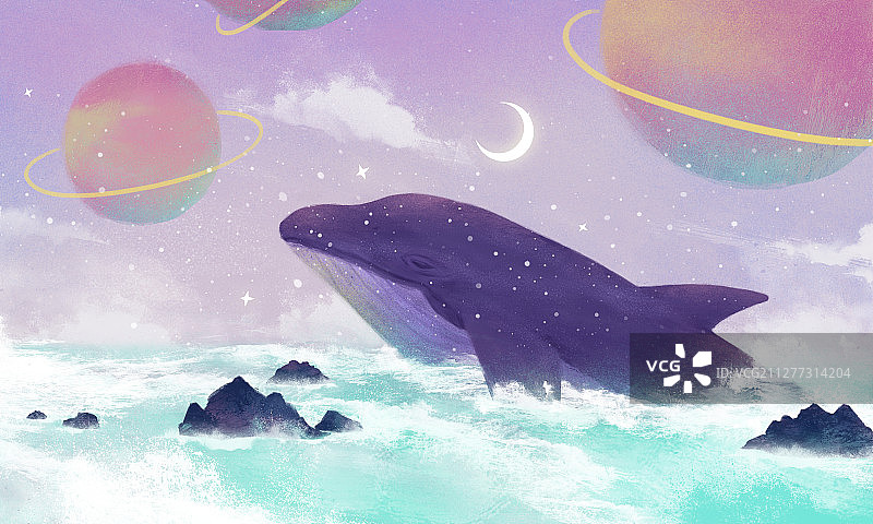 湛蓝的大海里潜出水面的大海豚横图图片素材