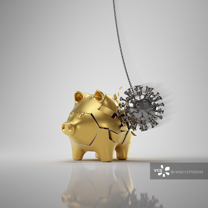 冠状病毒与小猪储蓄罐图片素材