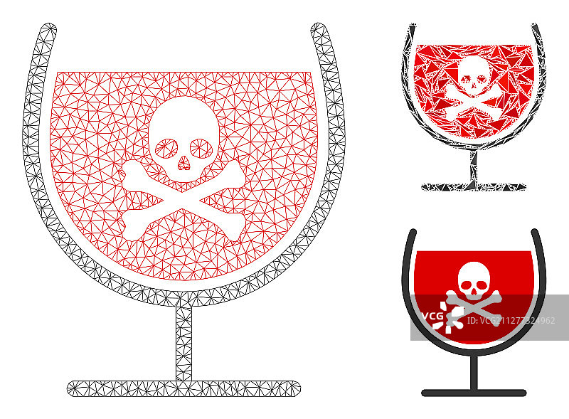 毒药饮品玻璃网状框架模型图片素材