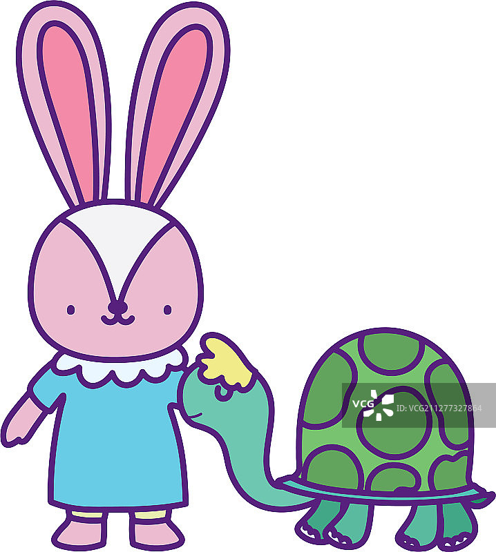可爱的小兔子和乌龟图片素材