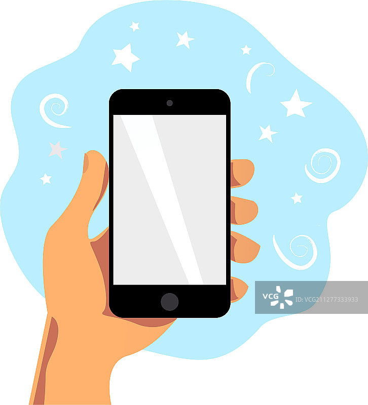 卡通风格的手持智能手机图片素材