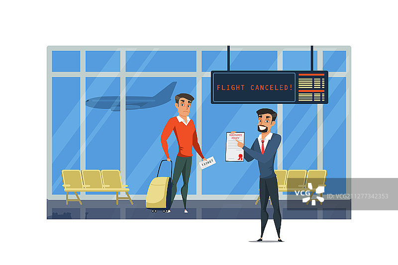 保险代理人和客户旅行者角色图片素材