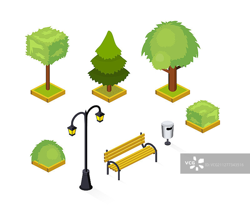 2.5D城市公园组件图片素材