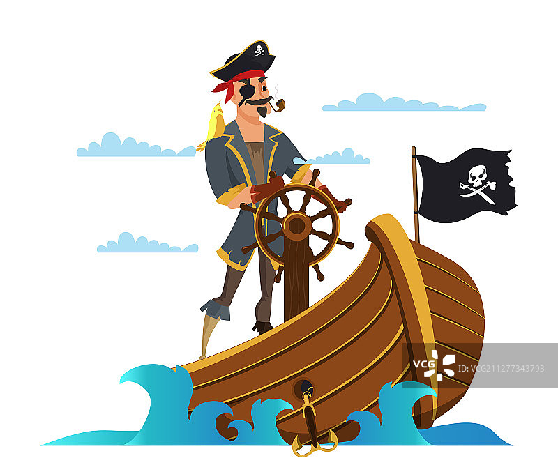 掌舵的船长图片素材