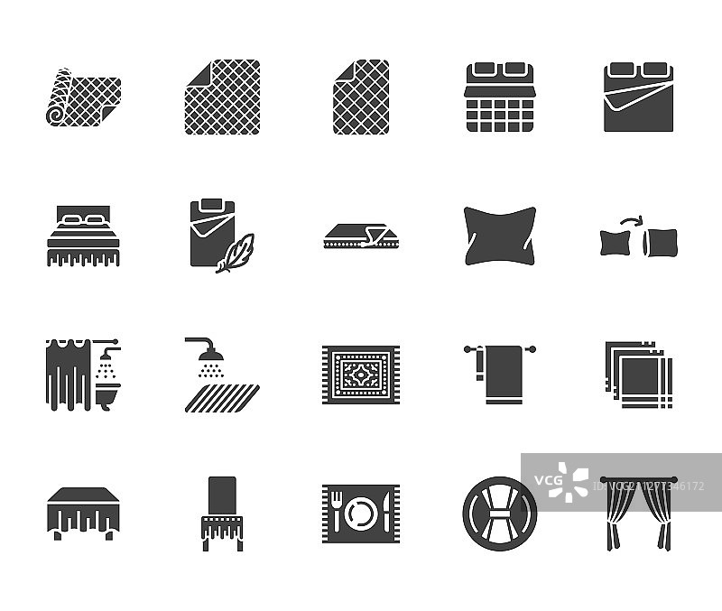 亚麻扁平字形图标卧室纺织品图片素材