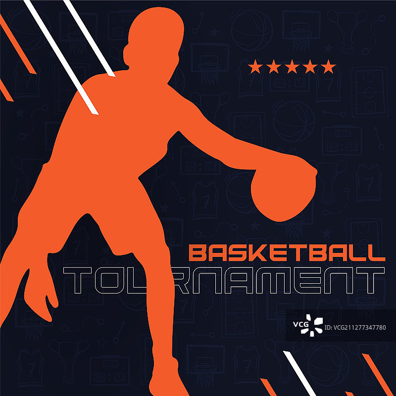 带有球员的现代篮球运动banner图片素材