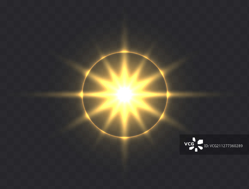黑暗透明背景上分离的闪耀太阳光斑图片素材