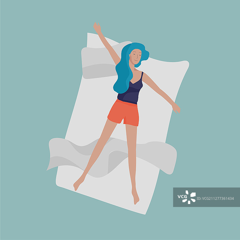 在床上睡觉的女人图片素材