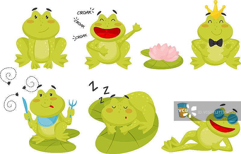 可爱滑稽青蛙卡通角色合集图片素材