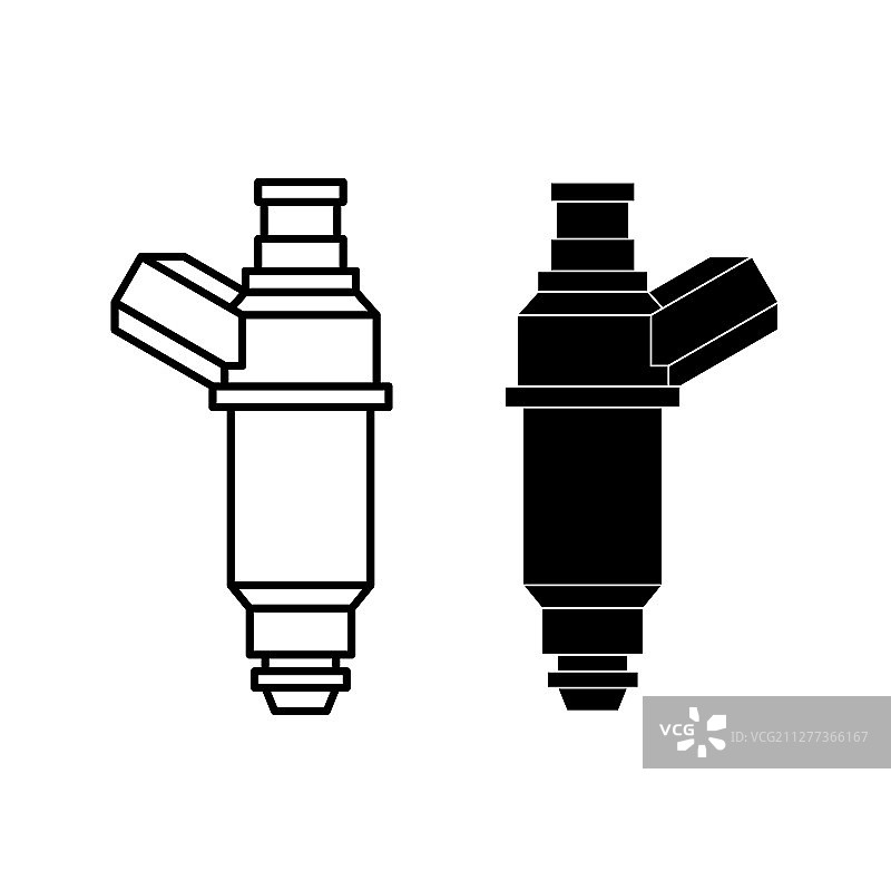 汽车燃油喷射器引擎元件线条图片素材