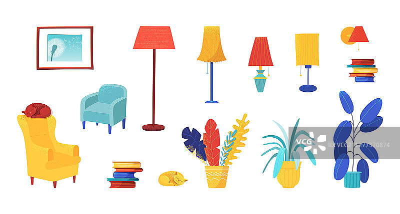 房间室内设计元素套装图片素材
