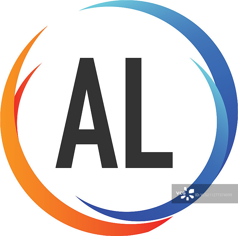 字母AL创意弧形标志设计图片素材