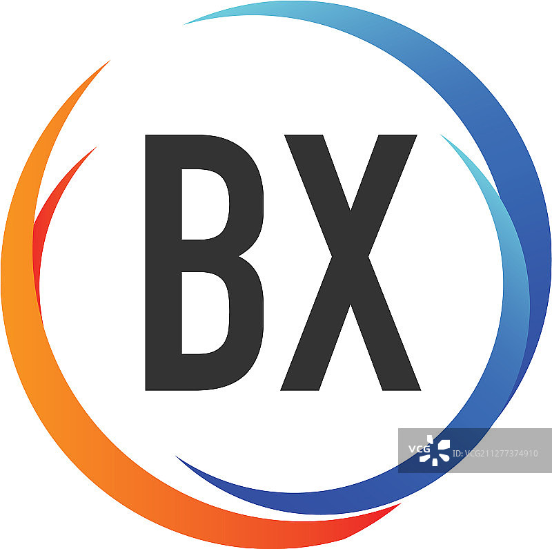 字母BX创意弧形logo设计图片素材