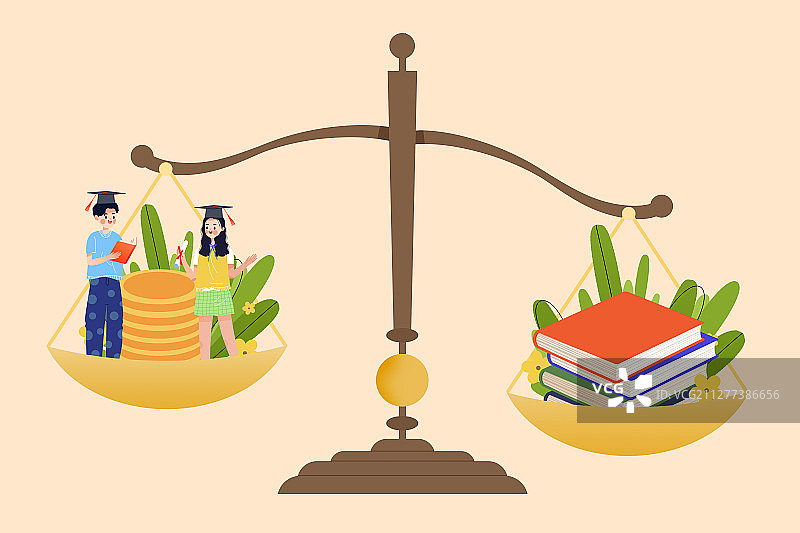 知识教育与金钱价值衡量对比图片素材