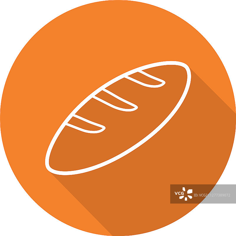 扁平线性长阴影面包图标图片素材