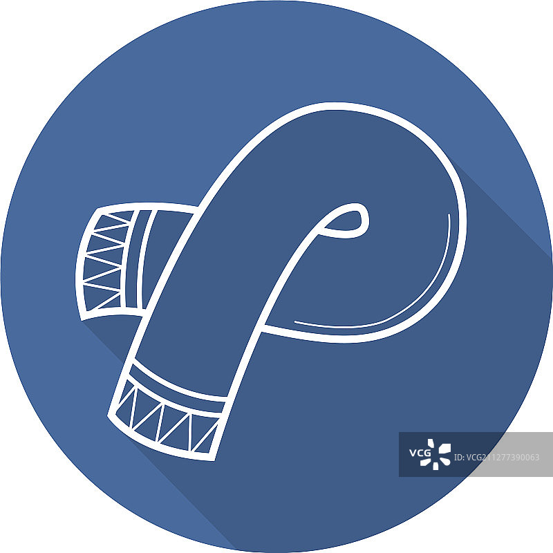 冬季围巾扁平线性长阴影图标图片素材