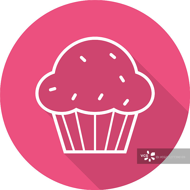 玛芬蛋糕扁平线性长阴影图标图片素材