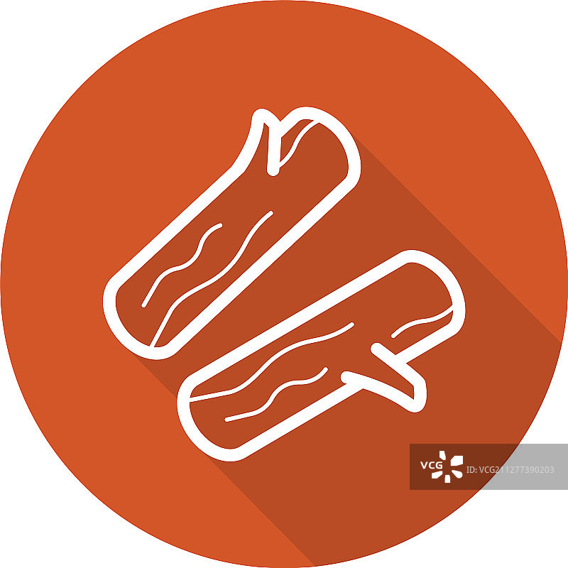 扁平线性长阴影木柴图标图片素材