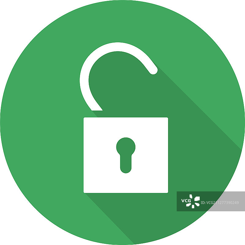 已解锁扁平设计长阴影图标图片素材