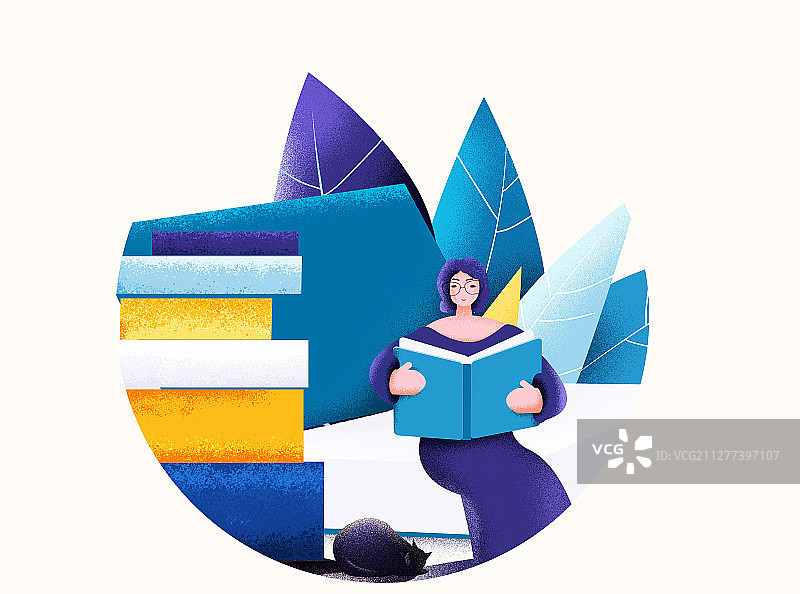 手绘世界读书日扁平噪点插画图片素材