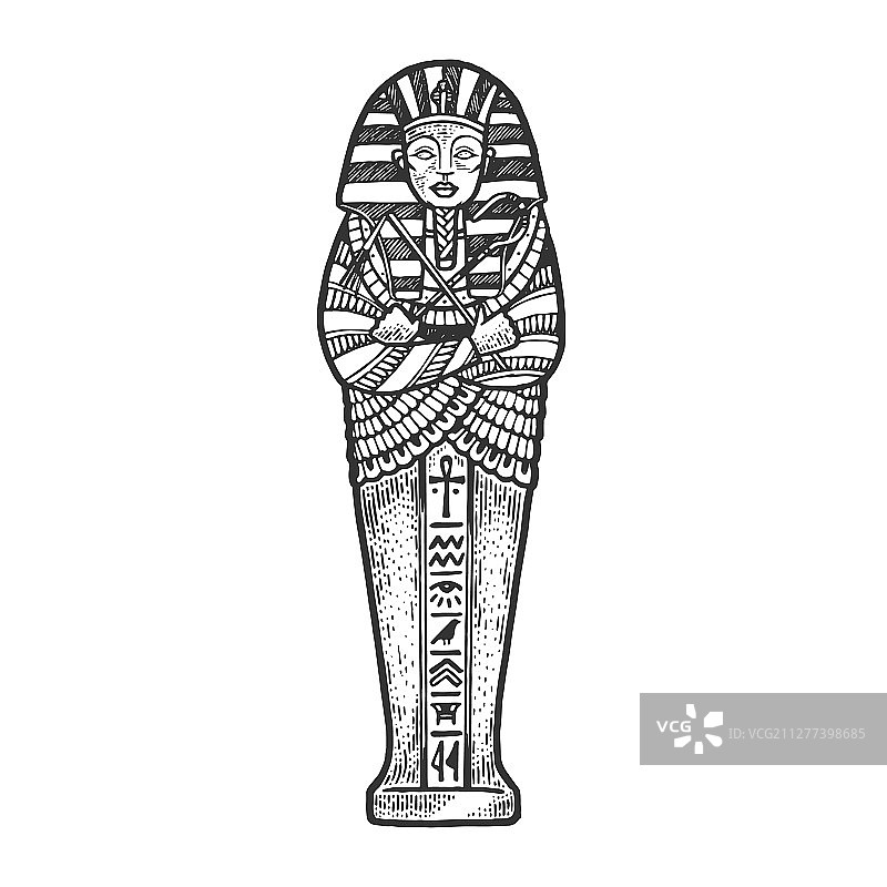 古埃及石棺素描图片素材