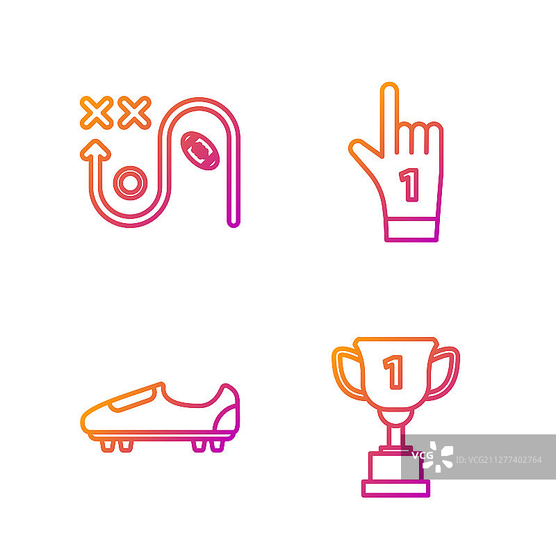 奖杯、足球鞋线性图标图片素材