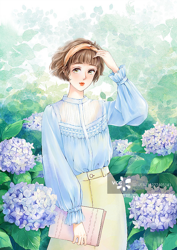 绣球少女图片素材