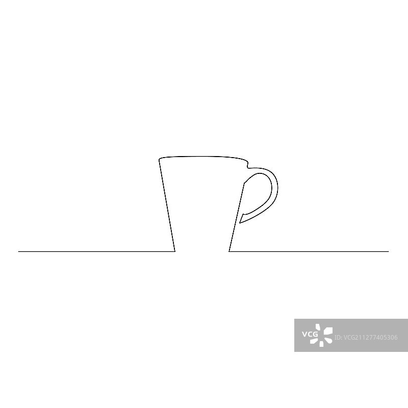 连续单线桌子上的马克杯图片素材