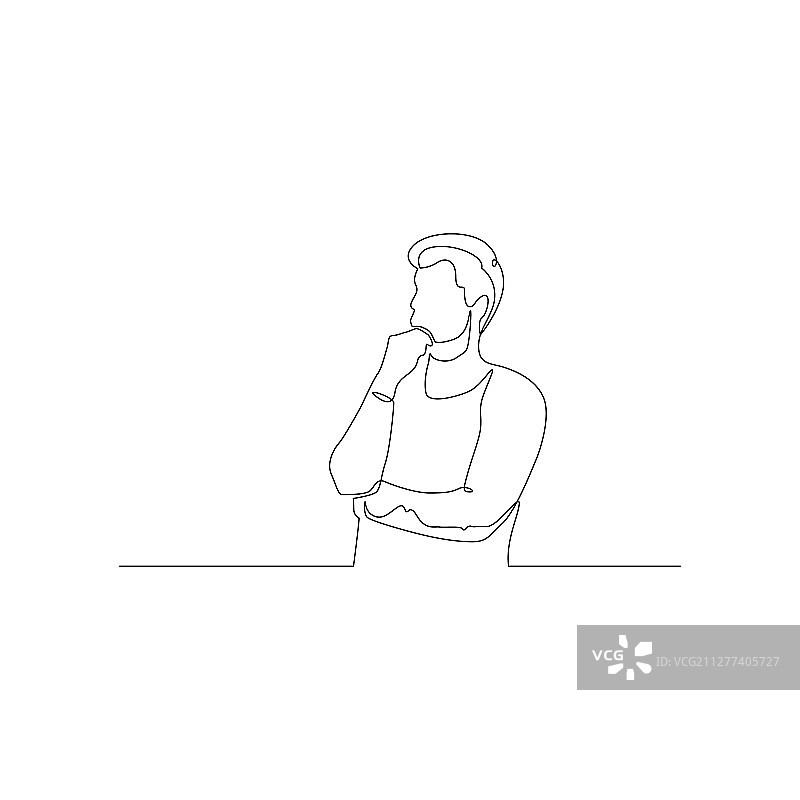 连续单线男人思考图片素材