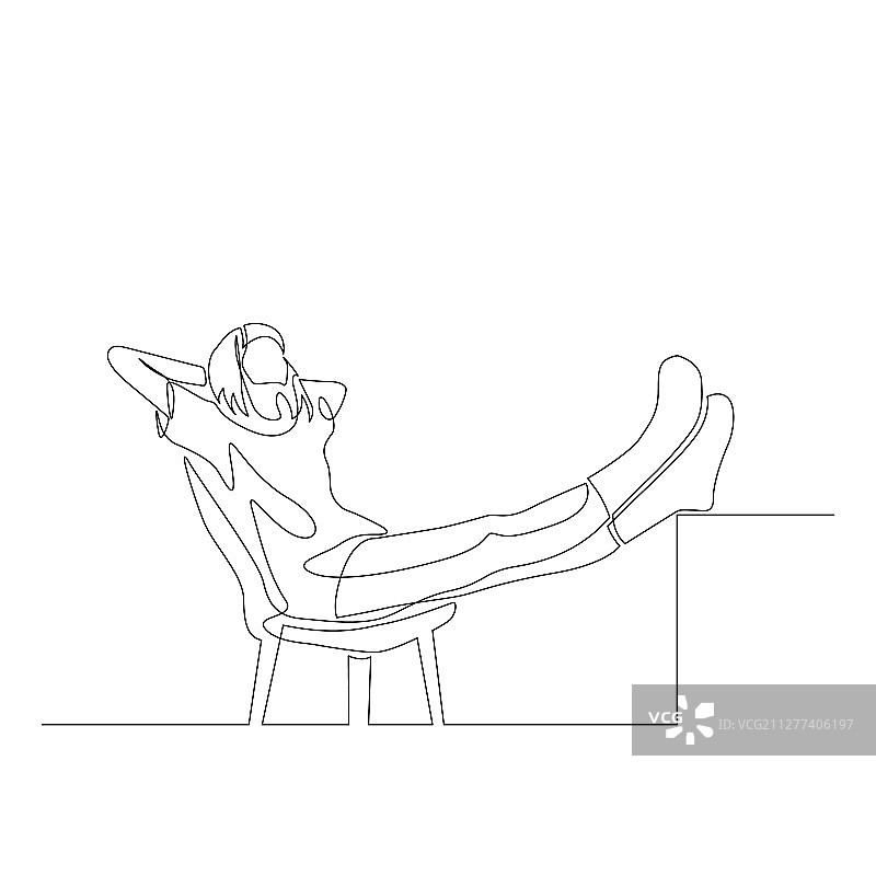 向后靠在椅子上的女人连续线条画图片素材