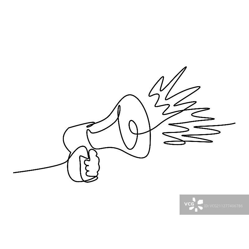 连续单线扩音器社交媒体图片素材