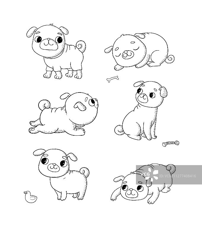 快乐有趣的可爱卡通巴哥犬图片图片素材