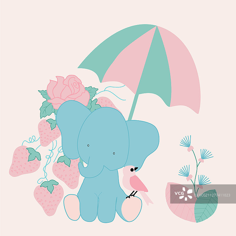 拿着小象雨伞图片素材