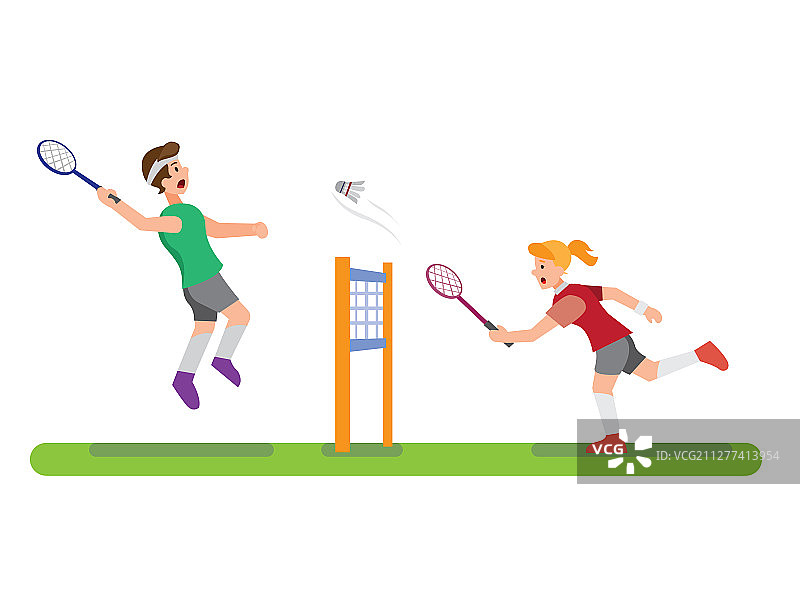 人们打羽毛球卡通图片素材