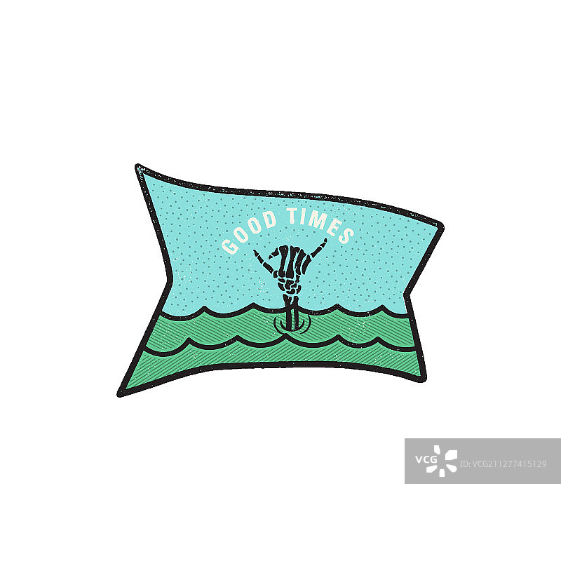 骷髅手势Shaka复古logo设计图片素材