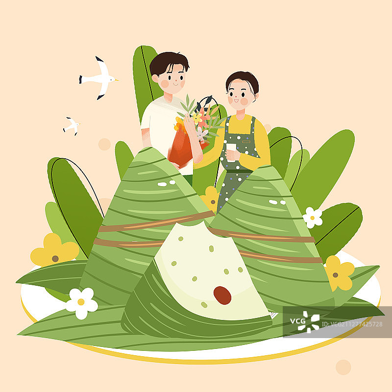 端午节粽子卡通插画图片素材