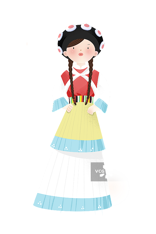 中国传统文化少数民族纳西族服饰插画图片素材