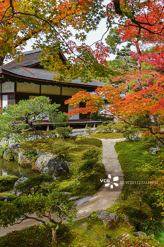 日本京都银阁寺庭院风光图片素材