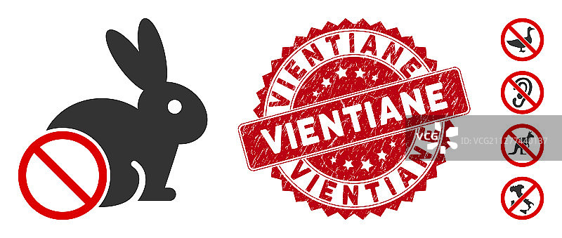 禁止食用兔肉图标，老挝万象印章背景图片素材