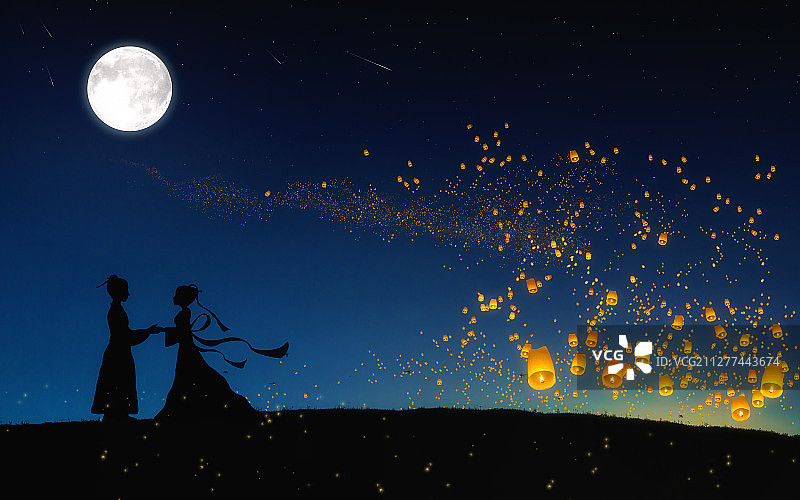 七夕节牛郎织女图片素材